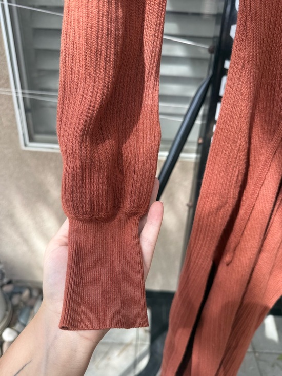 Mable Rust Ribbed Drawstring Dress - Picture 6 of 6